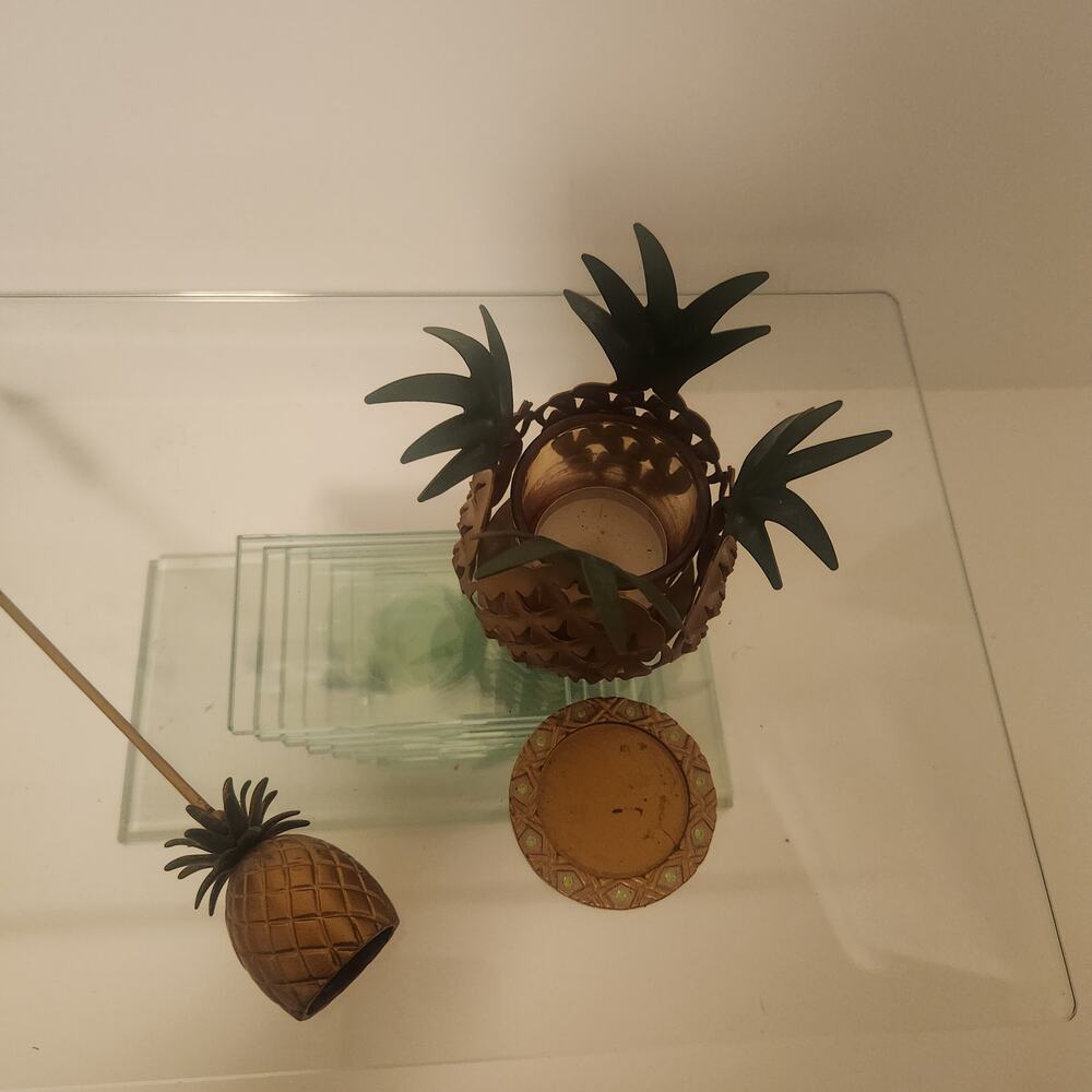 Vintage Brass Metal Party Lite Candle Holder with Snuffer Pineapple - Picture 3 of 4